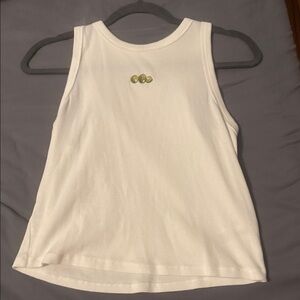 a new day Women's White Tank Top with Green Embellishment
